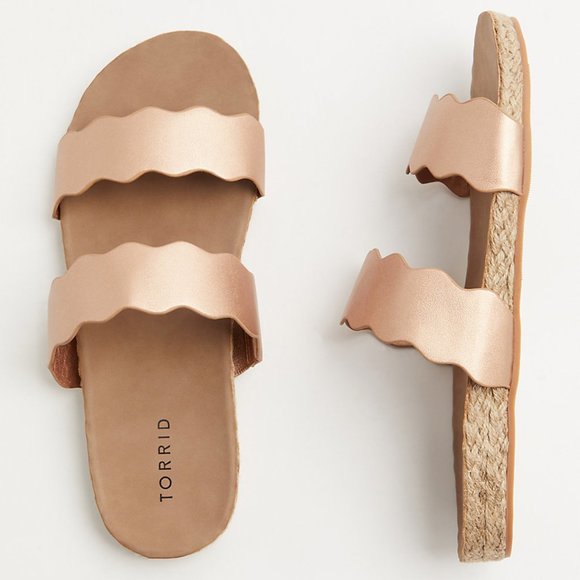 torrid Shoes - Torrid Rose Gold Scalloped Dual Strap Sandal 11.5